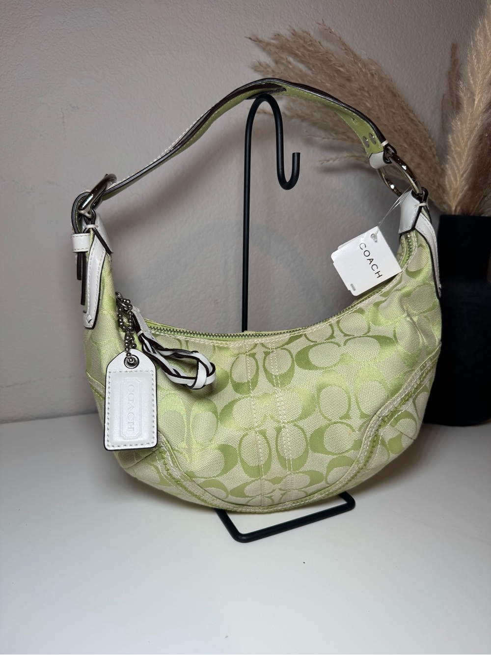 NWT 2006 Vintage Y2K Coach Soho Signature Hobo Bag Lime Green